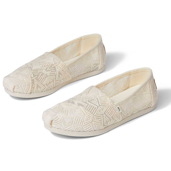 Toms Shoes - Toms Womens Size 8 Alpargata Natural Geo Lace Slip On Flats Shoes, Natur…